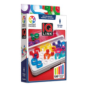 „Smart Games: IQ Link – A logikai játék doboza 8 éves kortól, 120 kihívással, színes puzzle-darabokkal és kompakt tárolóval.”