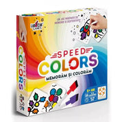 Speed Colors társasjáték doboza, amely egy memória- és színezőjáték gyerekeknek.