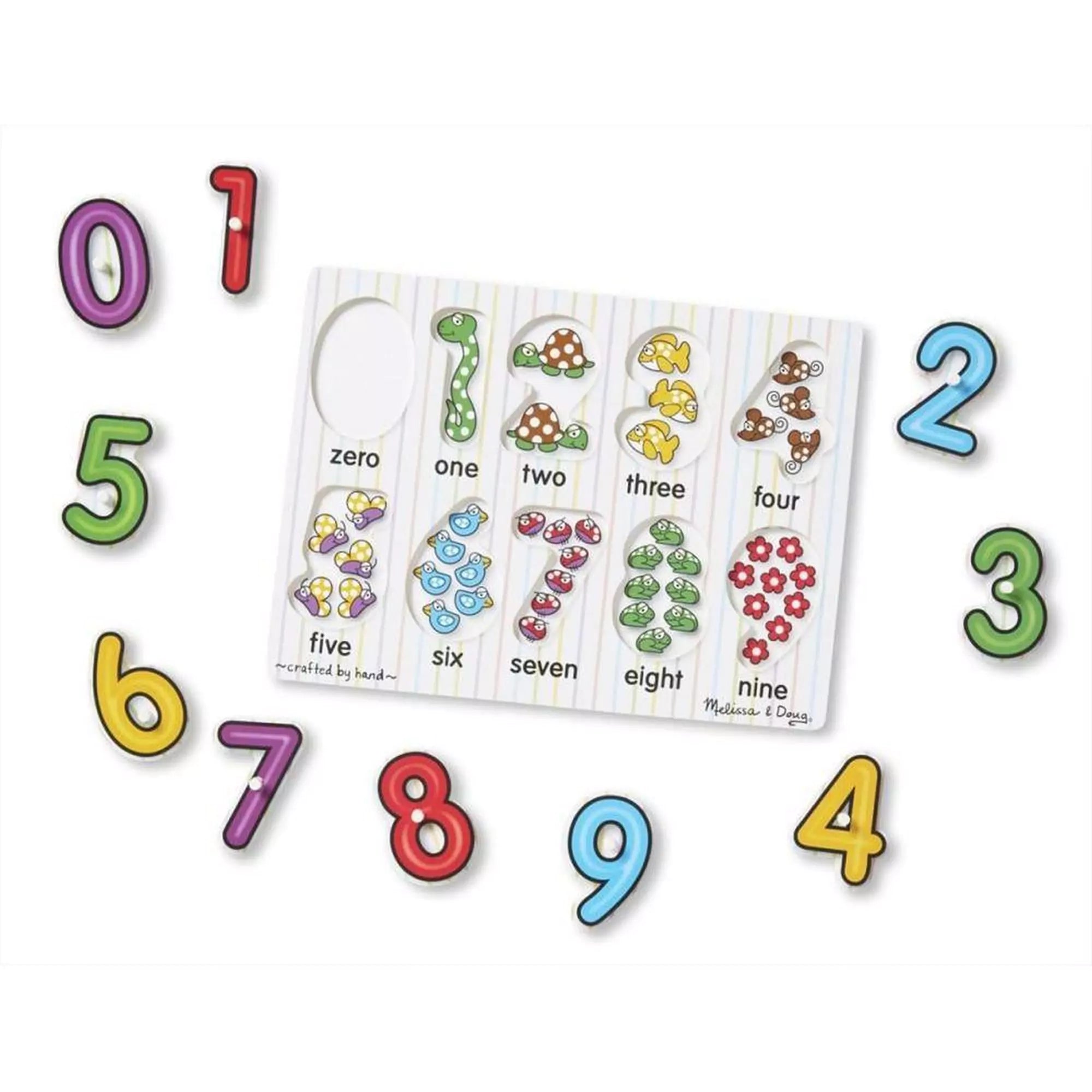 Számos Puzzle fogantyúval, Melissa & Doug – A puzzle darabjai alá rejtett képekkel teszi szórakoztatóbbá a tanulást.