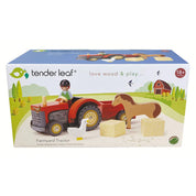 Tractor cu remorcă din lemn premium - Farmyard Tractor - 7 piese - TL8485