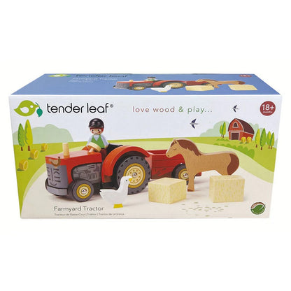 Tractorul cu remorcă, din lemn premium - Farmyard Tractor - 7 piese - TL8485