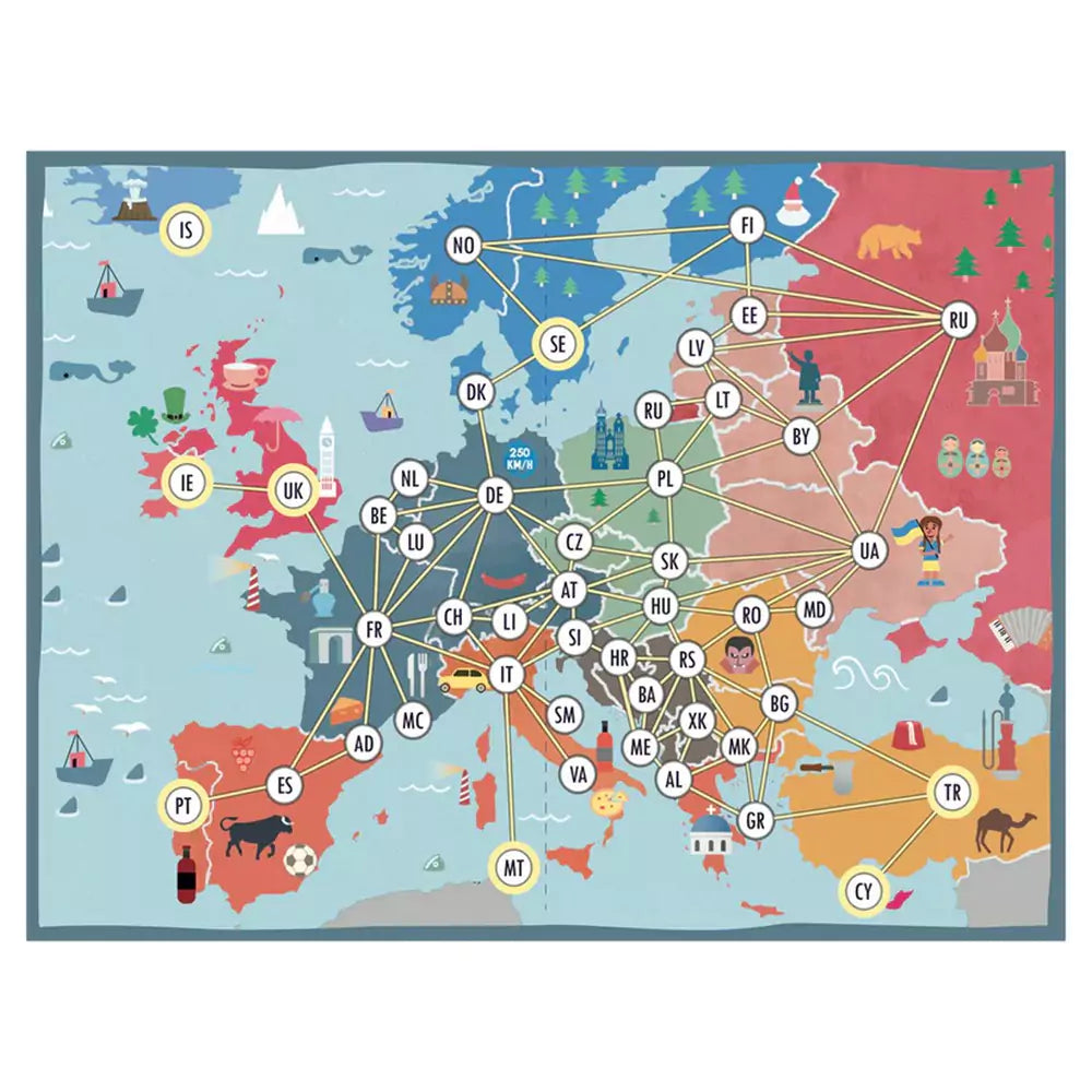Travelin' joc de societate în limba engleză harta din joc