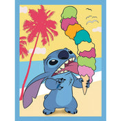 Trefl Stitch puzzle: Stitch óriási fagylalttölcsérrel a tengerparton, 48 darabos kirakó kép.