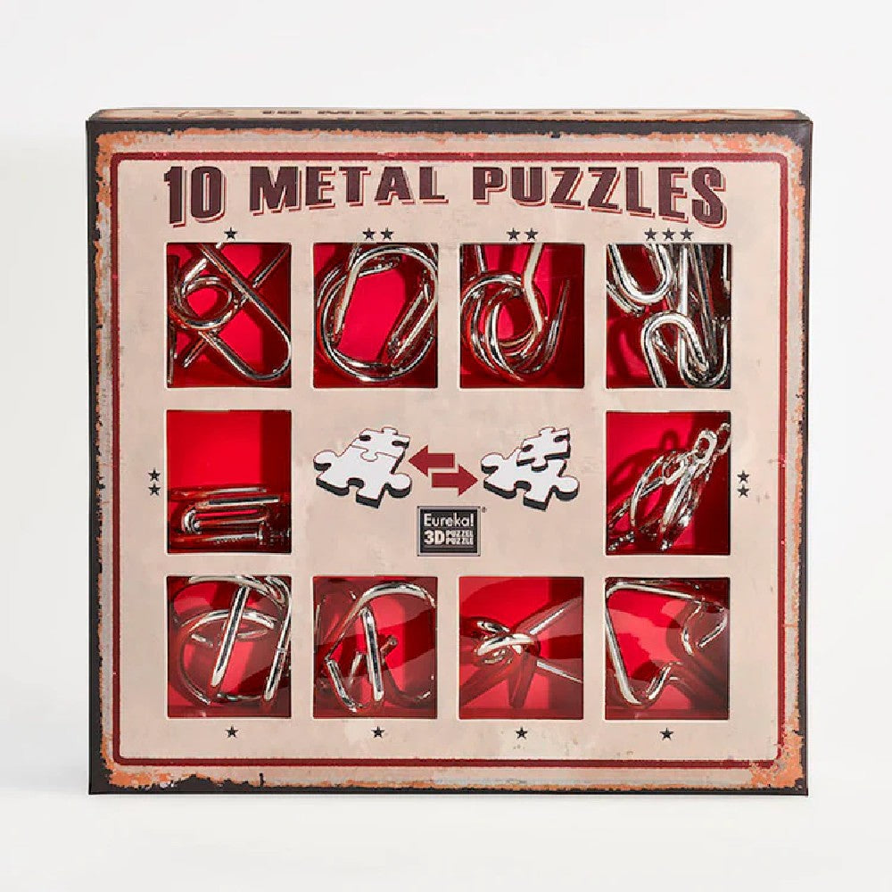10 Metal Puzzles Set Roșu