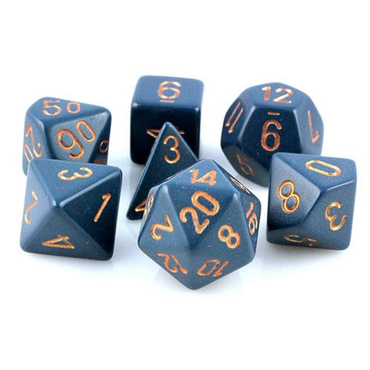 Chessex Opaque Polyhedral Dusty Blue with copper 7-Die Set 25426