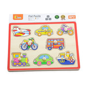 Puzzle din lemn cu butoane, Vehicule, Viga