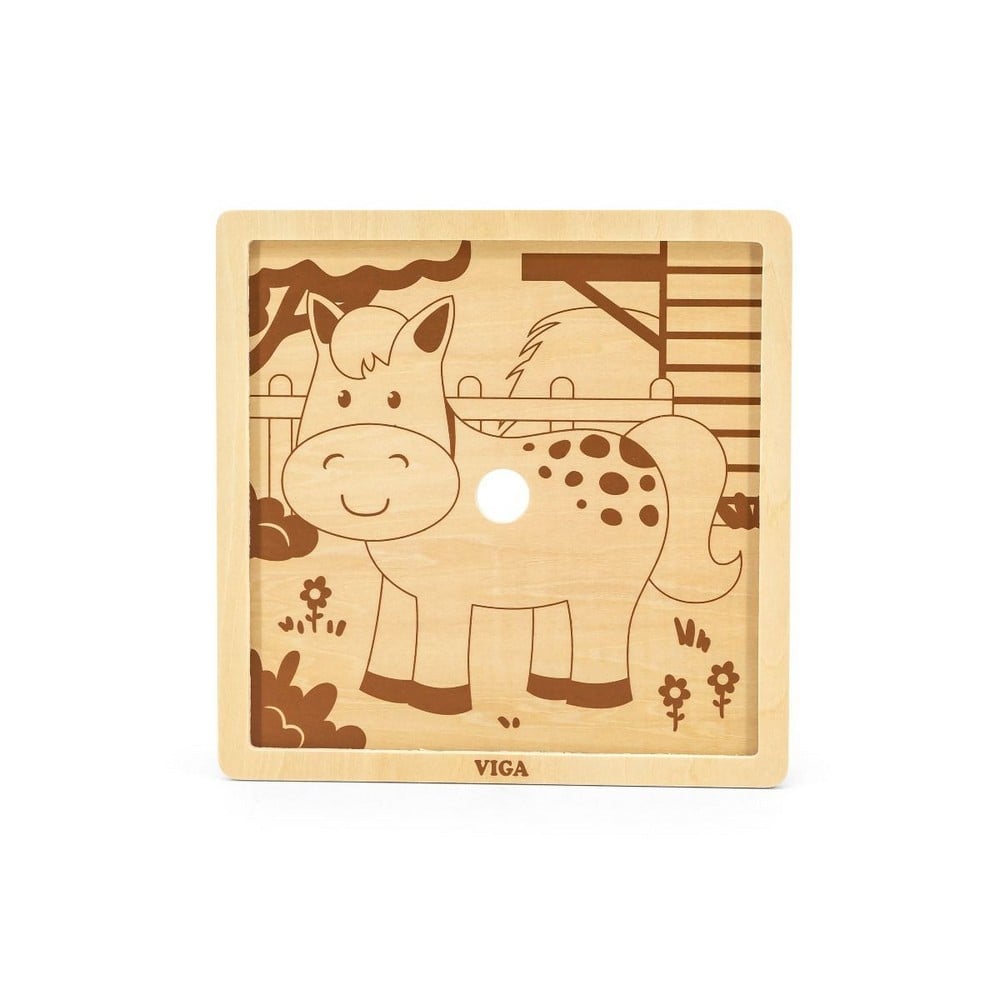 Puzzle din lemn cu 9 piese, Cal, Viga