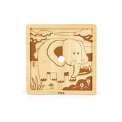 Puzzle din lemn cu 9 piese, Elefant, Viga