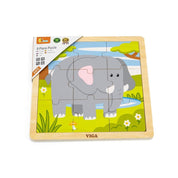 Puzzle din lemn cu 9 piese, Elefant, Viga