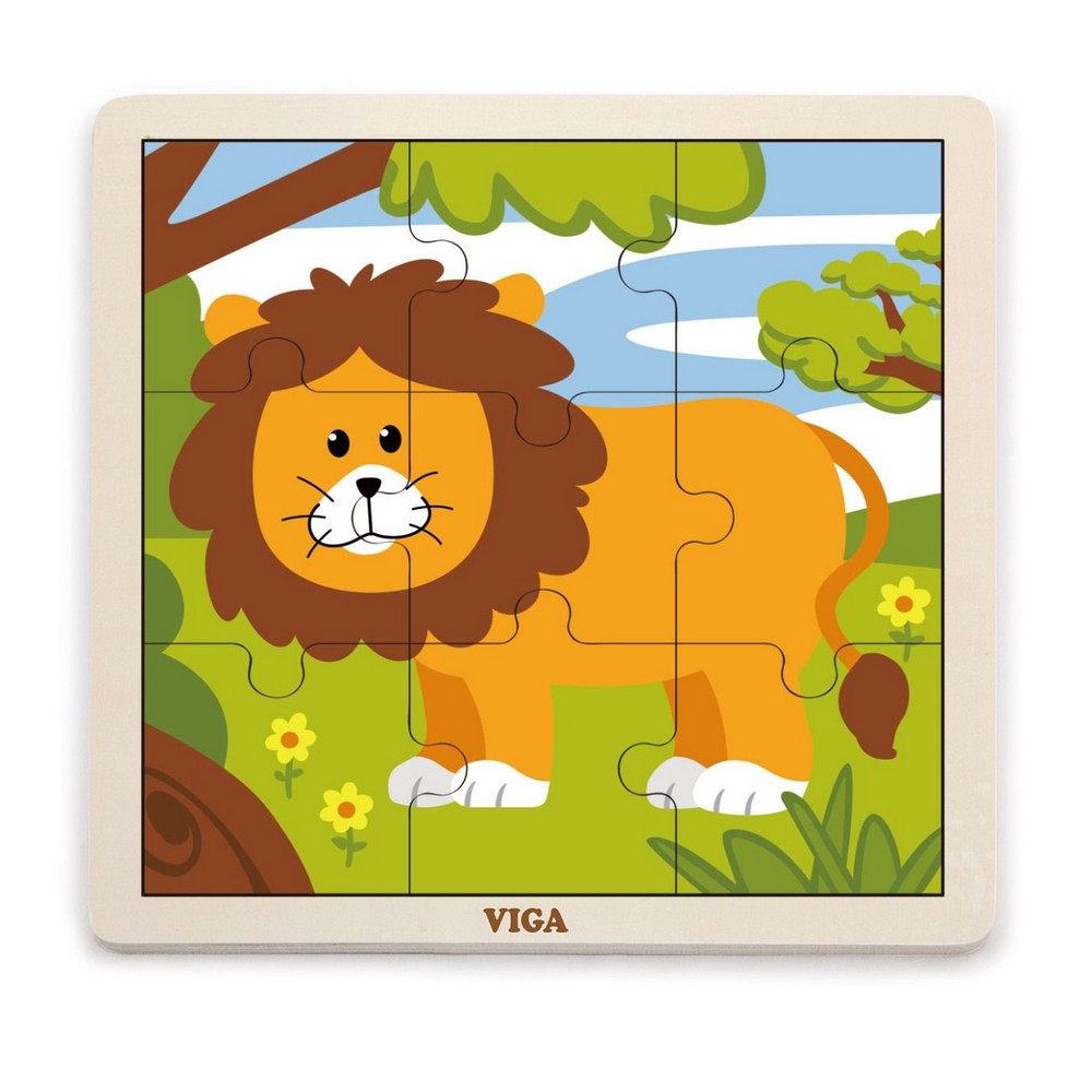 Puzzle din lemn cu 9 piese - Leu, Viga