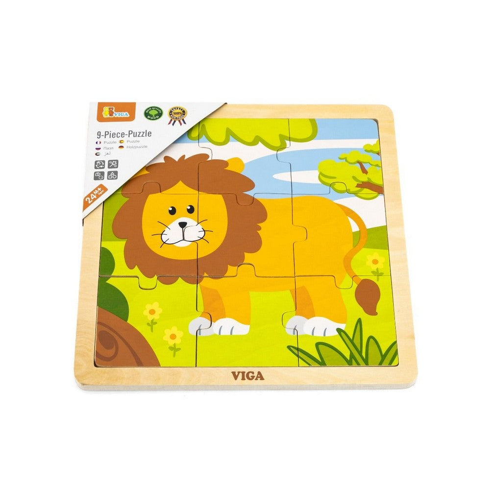 Puzzle din lemn cu 9 piese - Leu, Viga