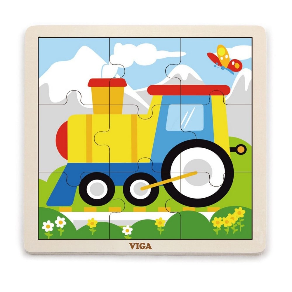 Puzzle din lemn cu 9 piese - Tren, Viga