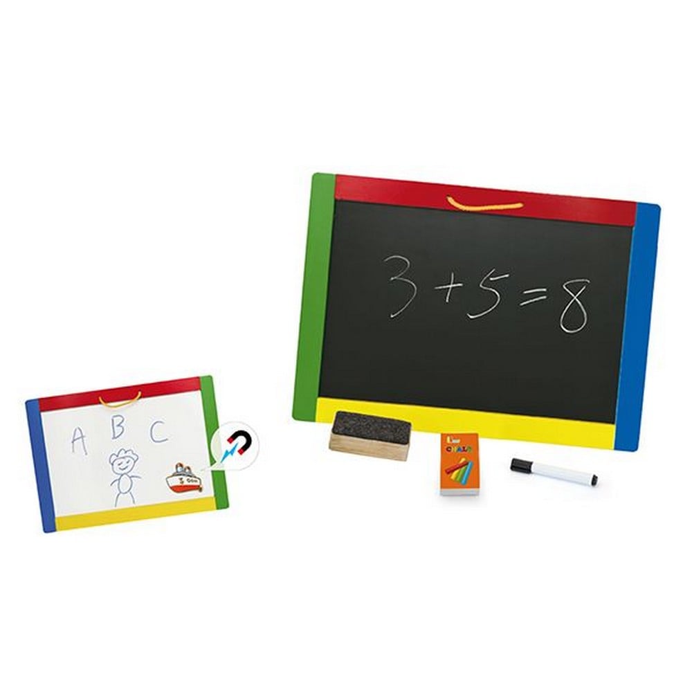 Tăbliță dublă față - magnetică și de scris cu cretă, cu accesorii, din lemn