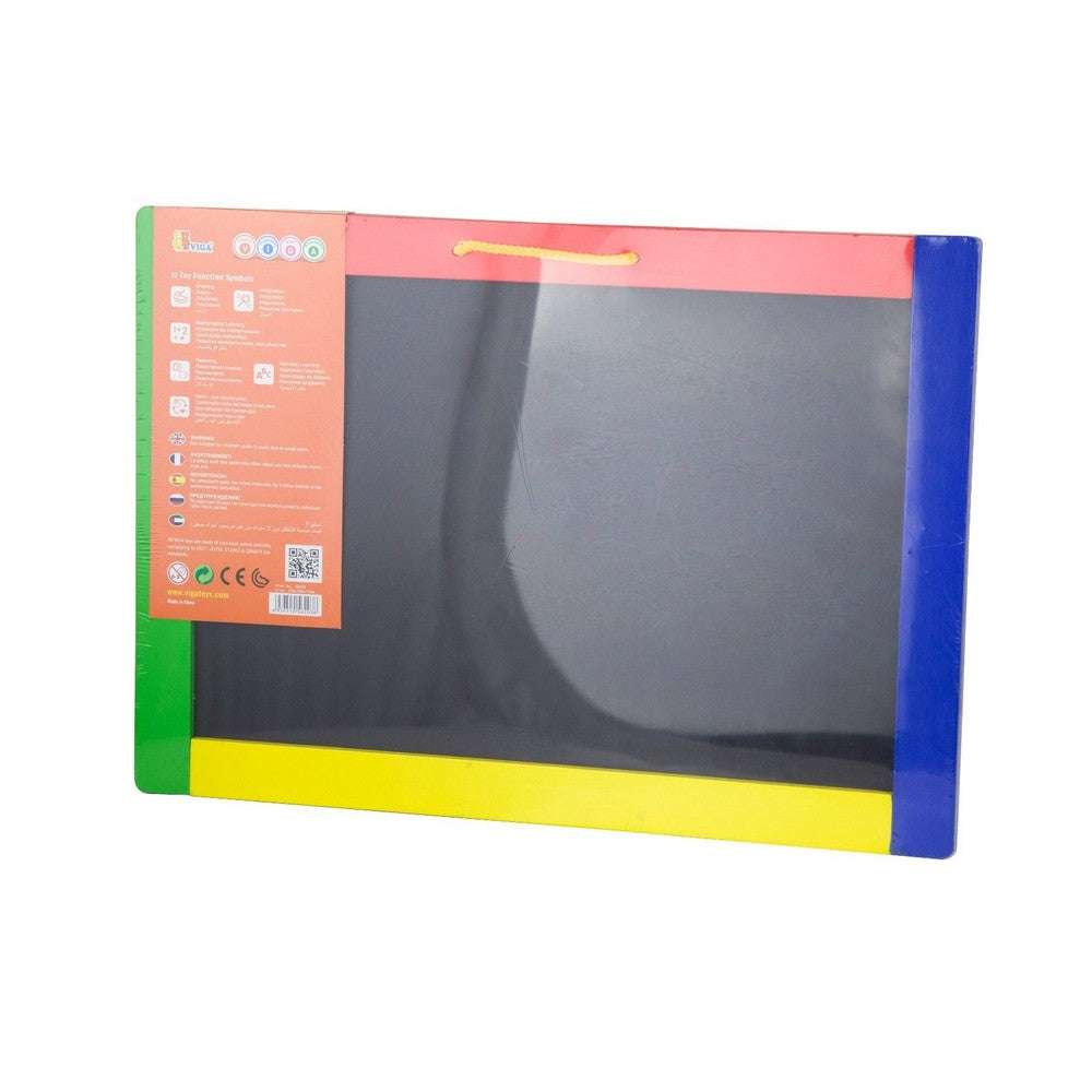 Tăbliță dublă față - magnetică și de scris cu cretă, cu accesorii, din lemn