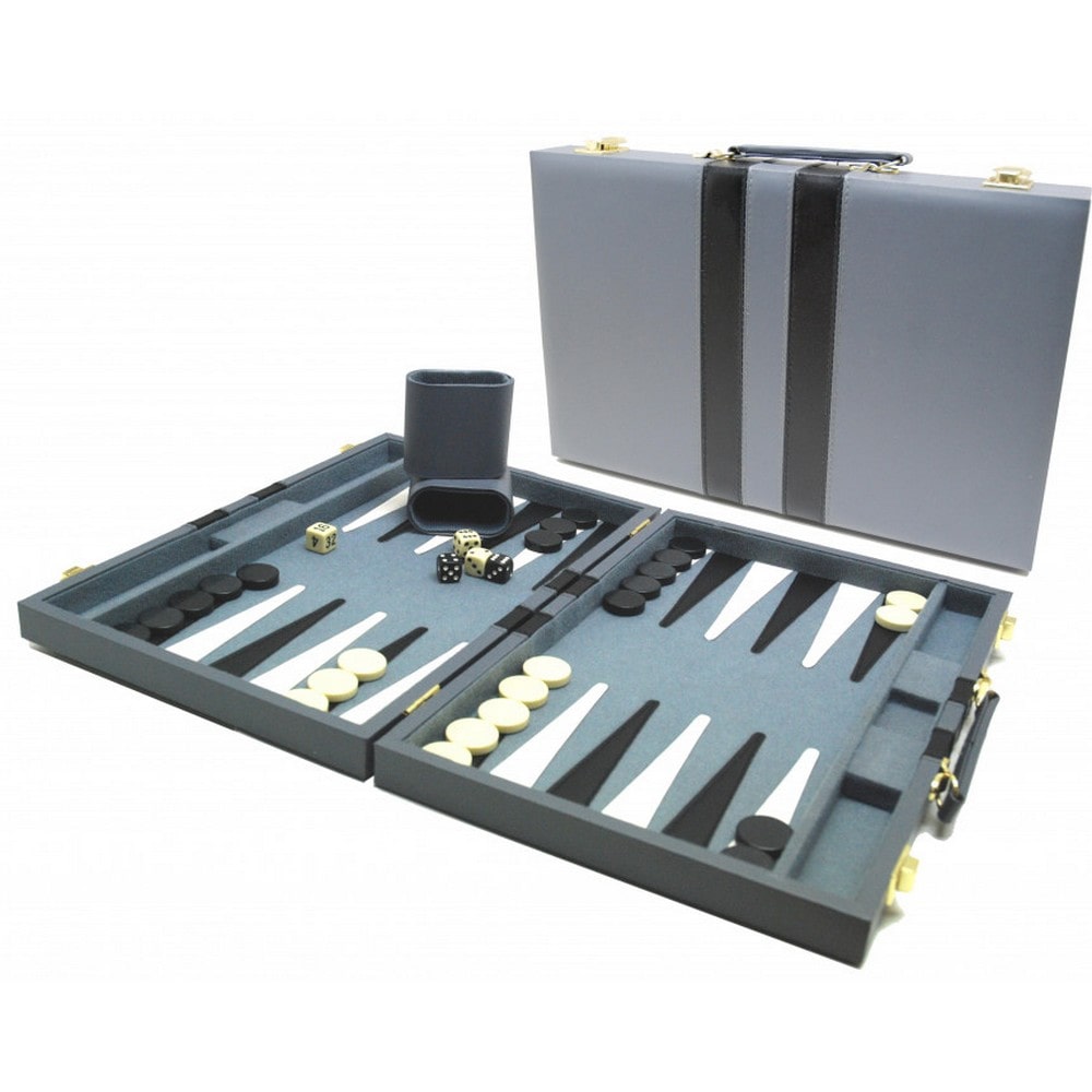 Backgammon - servietă din piele ecologică gri (38 cm) - 604165