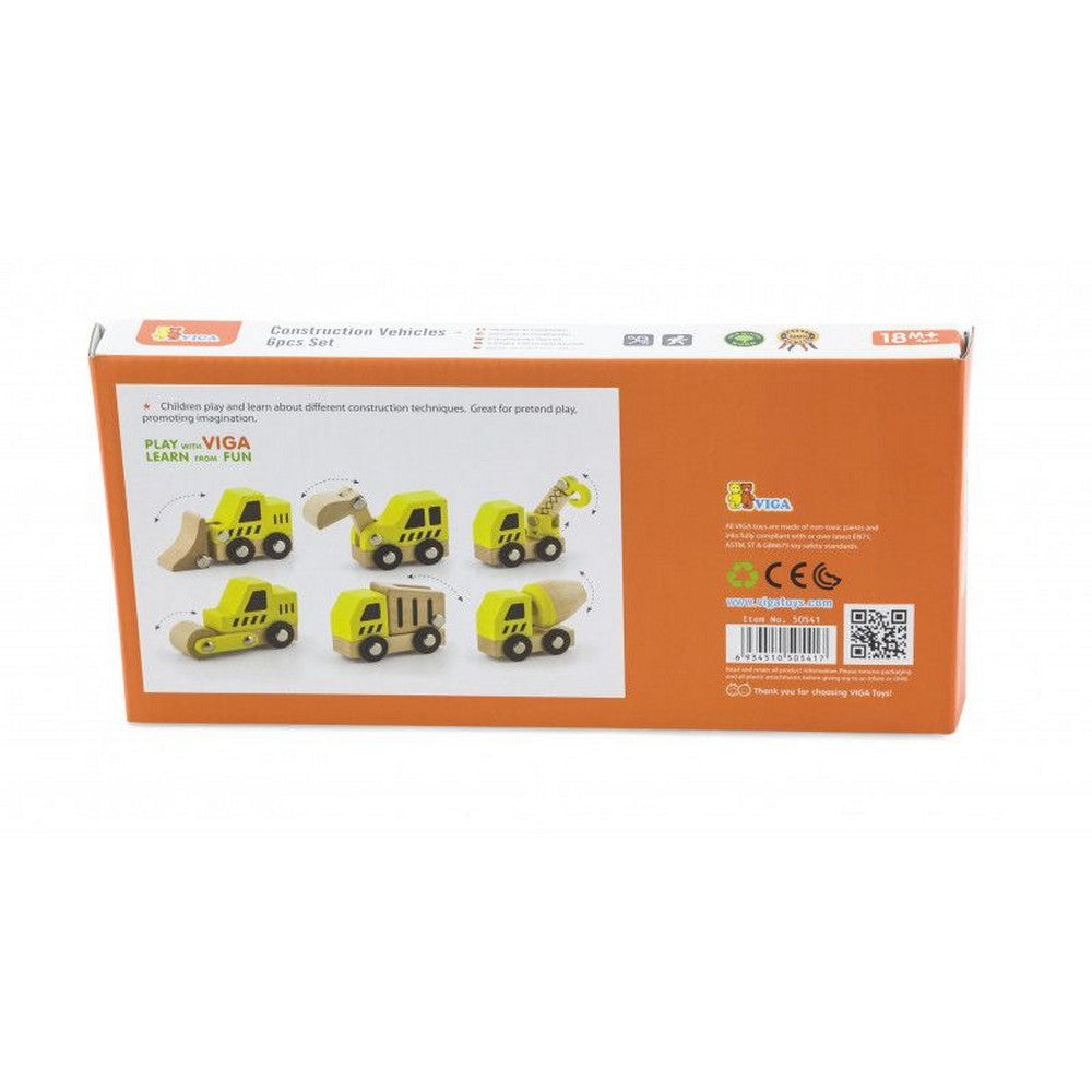Set de 6 vehicule de construcții din lemn, Viga