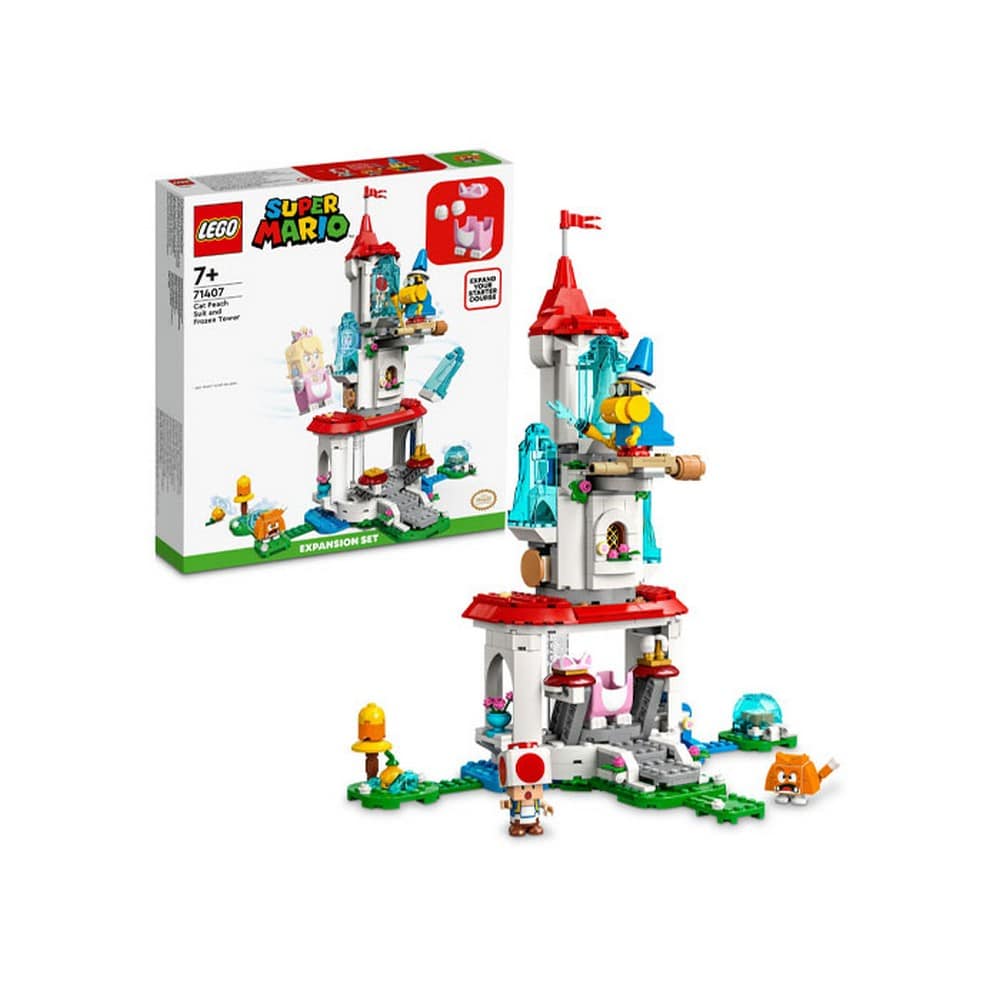 LEGO Super Mario -  Set de extindere - Turnul inghetat si costum de pisica Peach 71407, 494 piese