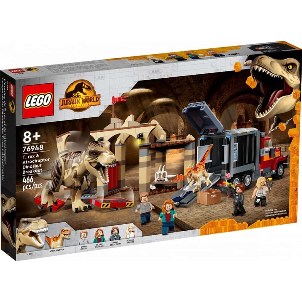 LEGO Jurassic World -  Evadarea dinozaurilor T.rex si Atrociraptor 76948, 466 piese