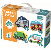 Trefl Baby Puzzle 4 în 1 - Vehicule și meserii, 18 piese
