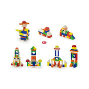 Set de cuburi de construcție din lemn, 100 piese, Viga