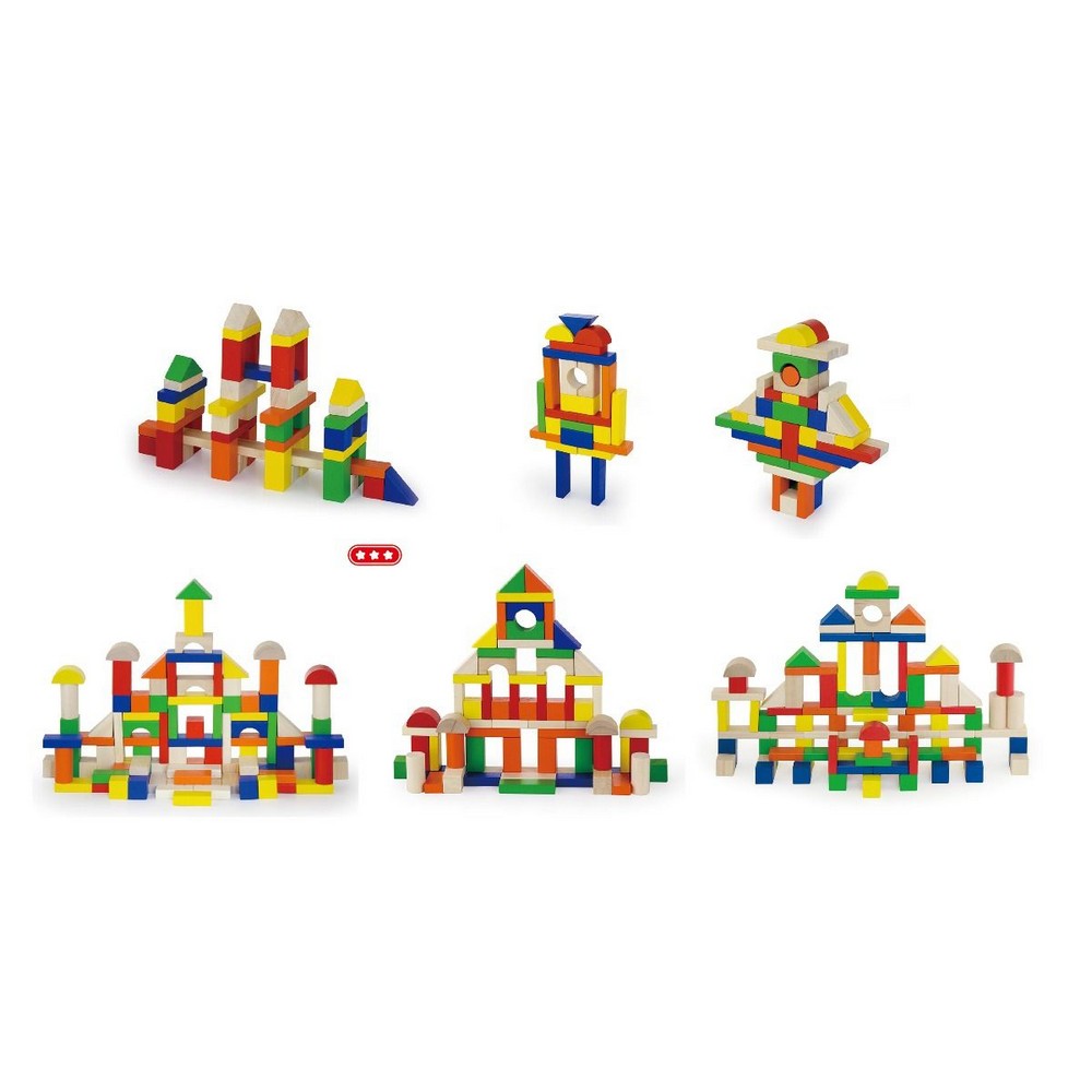 Set de cuburi de construcție din lemn, 100 piese, Viga