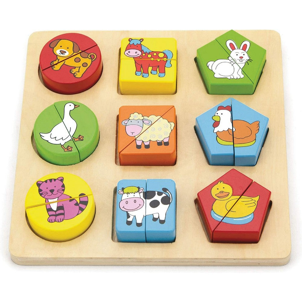 Puzzle din lemn cu animale - joc educativ pentru copii, Viga