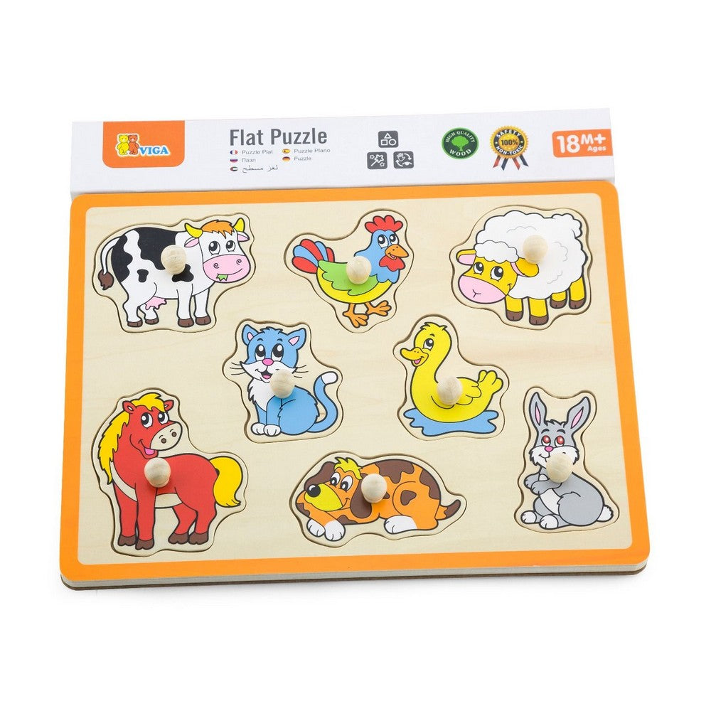 Puzzle cu butoane - Animale de companie, 8 piese, Viga