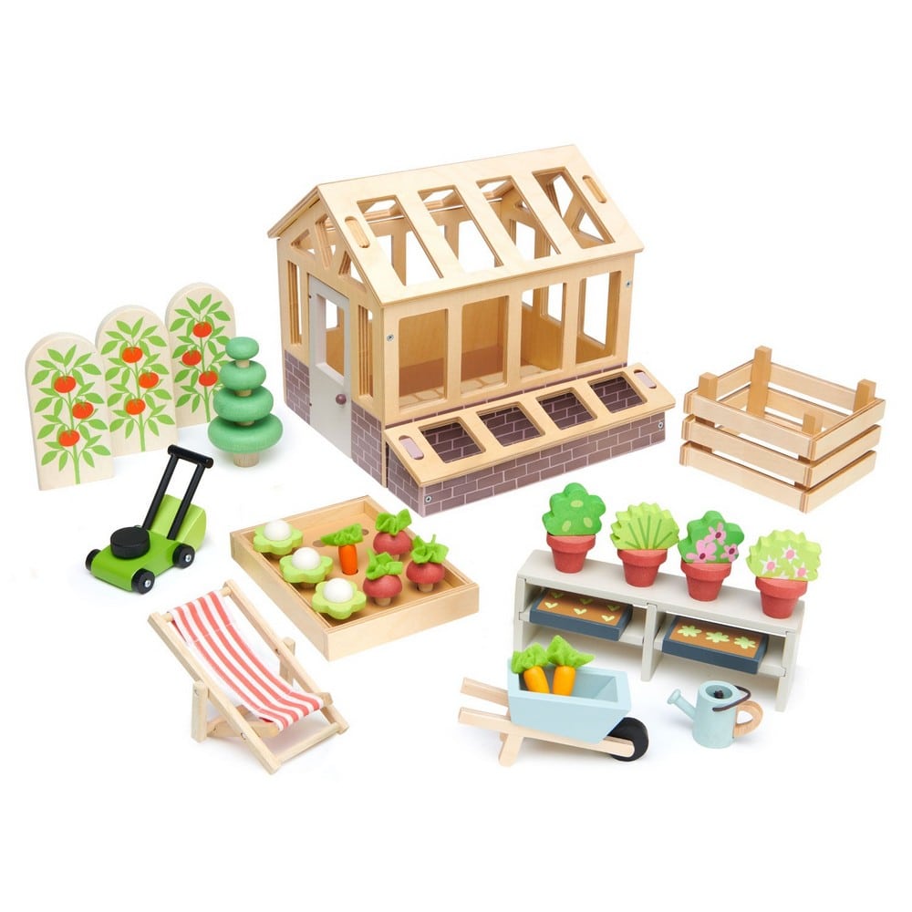 Set Casă de păpuși și grădinar din lemn premium - Tender Leaf Toys