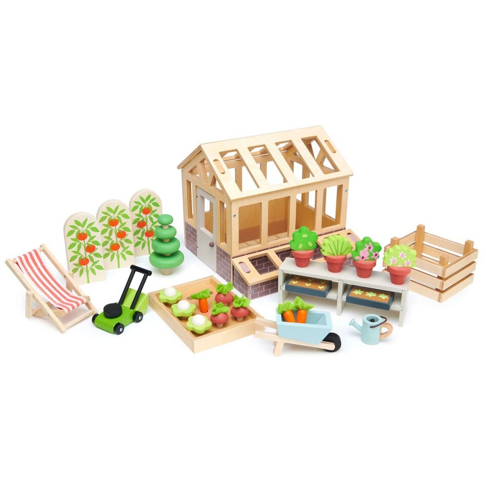 Set Casă de păpuși și grădinar din lemn premium - Tender Leaf Toys