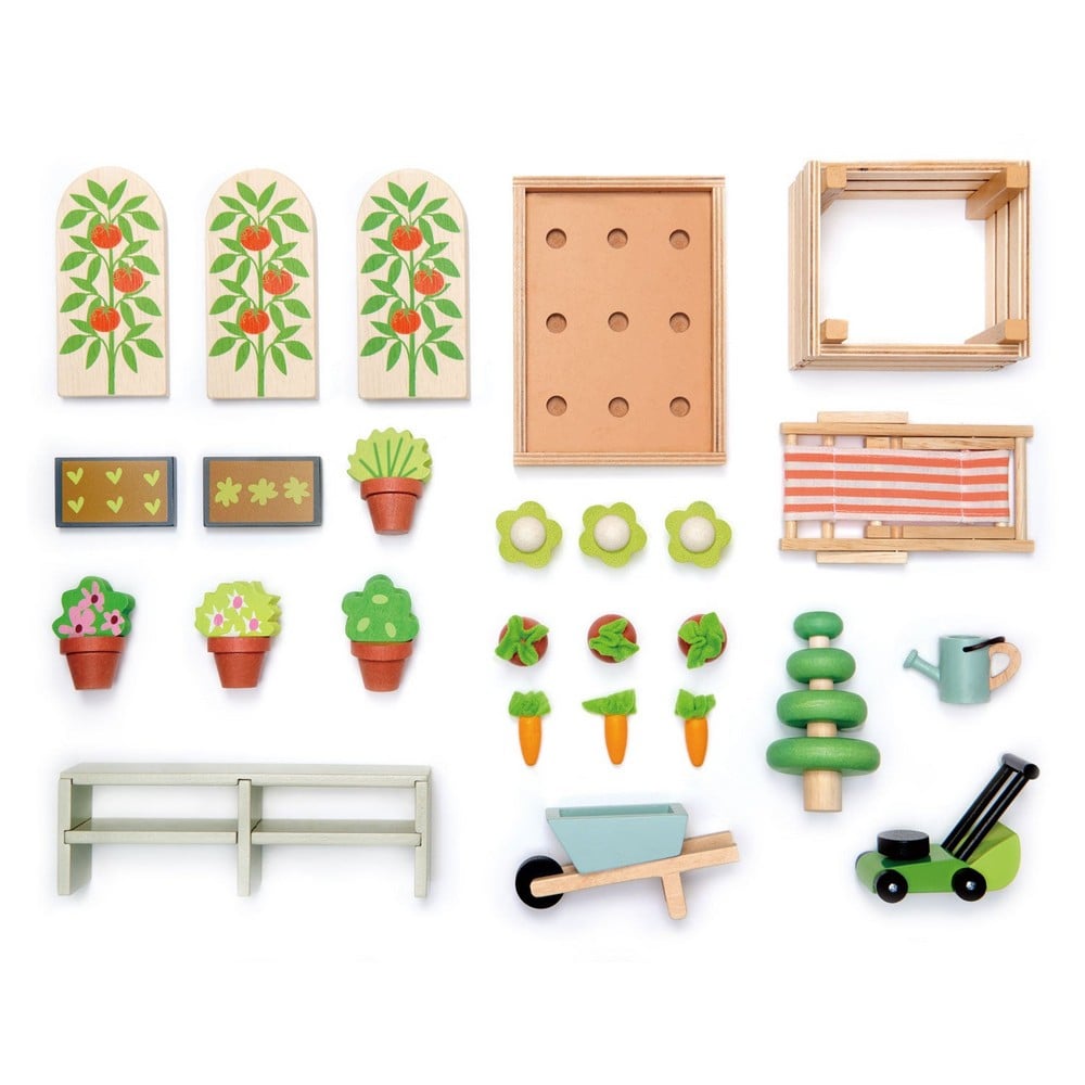Set Casă de păpuși și grădinar din lemn premium - Tender Leaf Toys