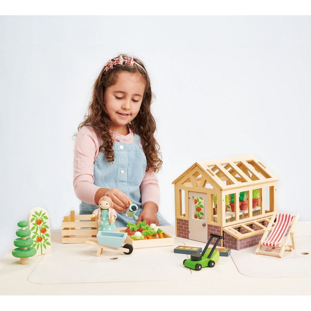 Set Casă de păpuși și grădinar din lemn premium - Tender Leaf Toys