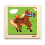 Puzzle din lemn cu 4 piese - Cal, Viga
