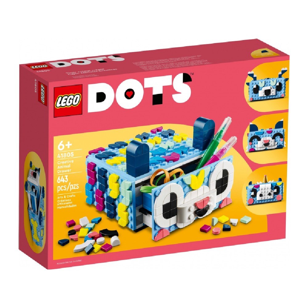 LEGO DOTS Sertar creativ cu animale 41805, 643 piese