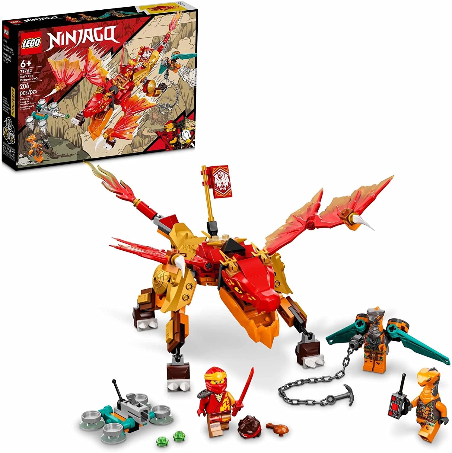LEGO Ninjago -  Dragonul de foc EVO al lui Kai 71762, 204 piese