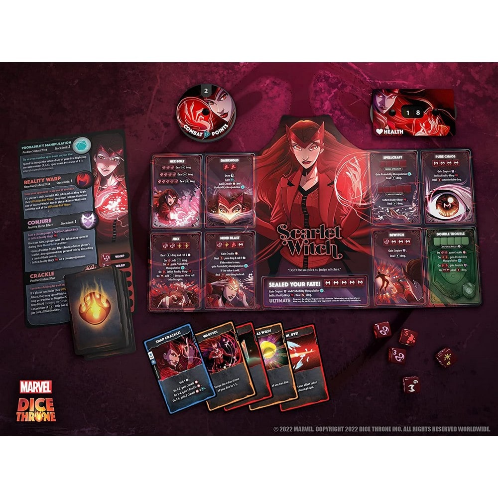Marvel Dice Throne: Skarlát Boszorkány v. Thor v. Loki v. Pókember joc de societate în limba engleză