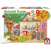Puzzle Schmidt: Muncitori harnici, 40 de piese + Cadou unelte de jucărie