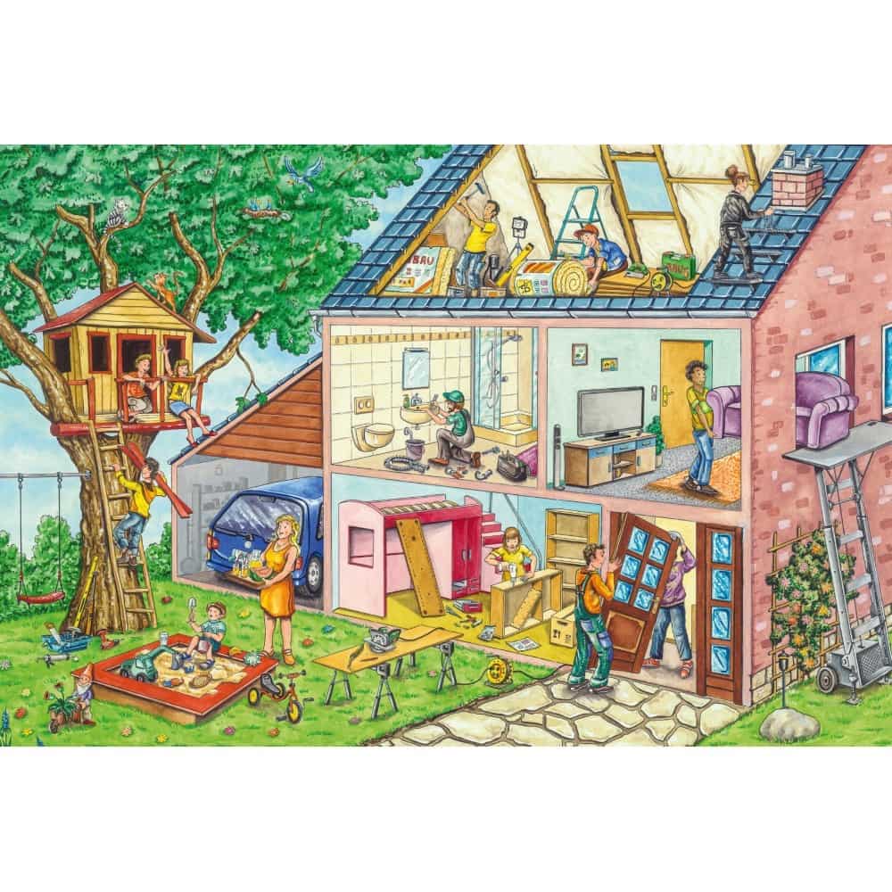 Puzzle Schmidt: Muncitori harnici, 40 de piese + Cadou unelte de jucărie