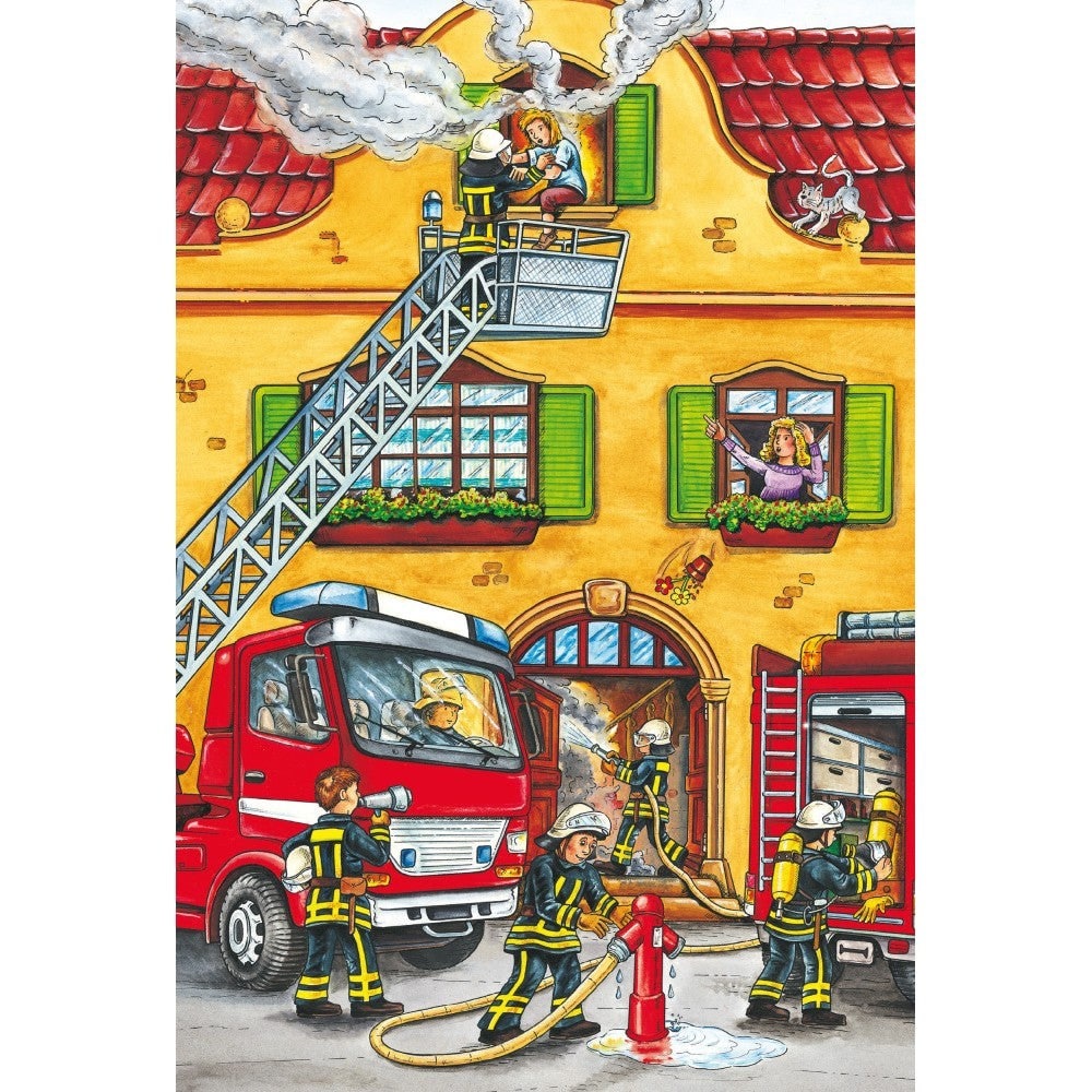 Puzzle Schmidt: Pompieri și polițiști, set 3 x 24 de piese + Cadou: poster