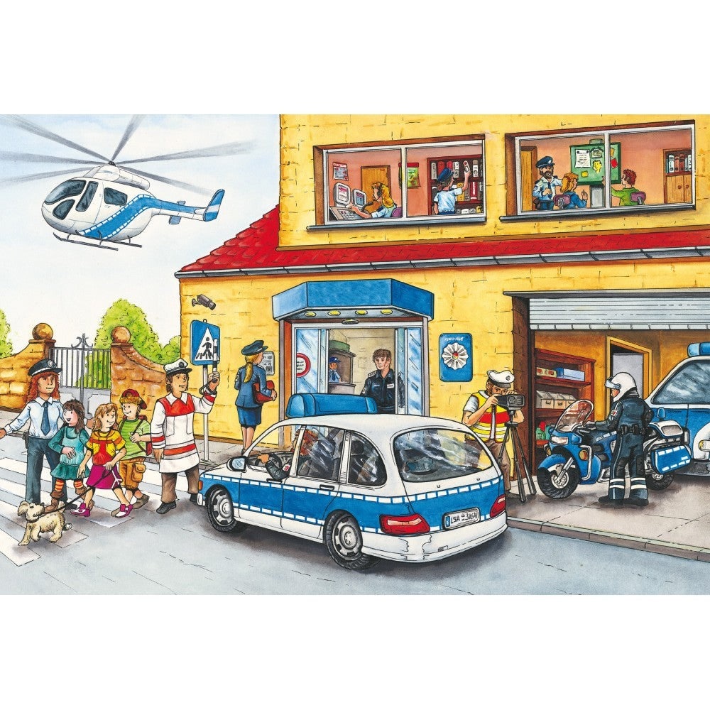Puzzle Schmidt: Pompieri și polițiști, set 3 x 24 de piese + Cadou: poster