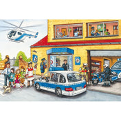 Puzzle Schmidt: Pompieri și polițiști, set 3 x 24 de piese + Cadou: poster