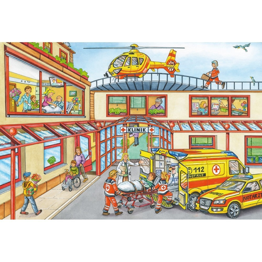 Puzzle Schmidt: Pompieri și polițiști, set 3 x 24 de piese + Cadou: poster