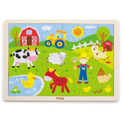 Puzzle din lemn - Animalele de la fermă, 24 piese, Viga