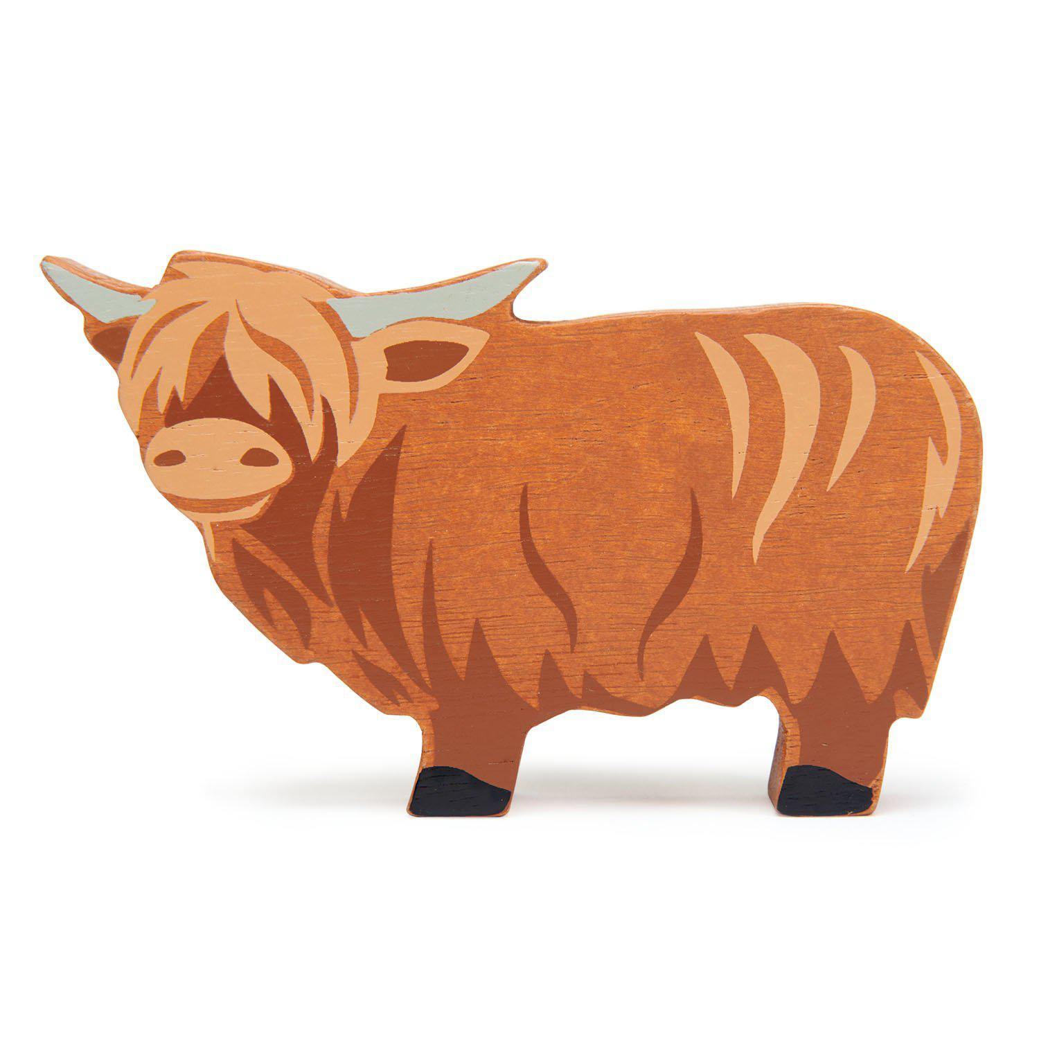 Figurină Bivol, din lemn premium - Highland Cow - Tender Leaf Toys-Tender Leaf Toys-1-Jocozaur