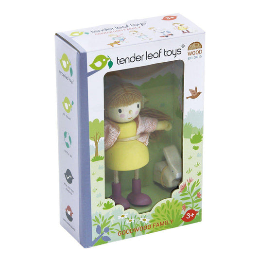 Figurină Amy și iepurașul, din lemn premium - cu membre ajustabile - Tender Leaf Toys-Tender Leaf Toys-1-Jocozaur