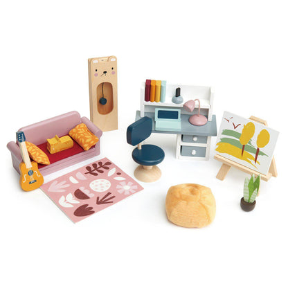 Set mobilier birou Doll House, din lemn premium - 27 piese fără păpușă - Tender Leaf Toys-Tender Leaf Toys-2-Jocozaur