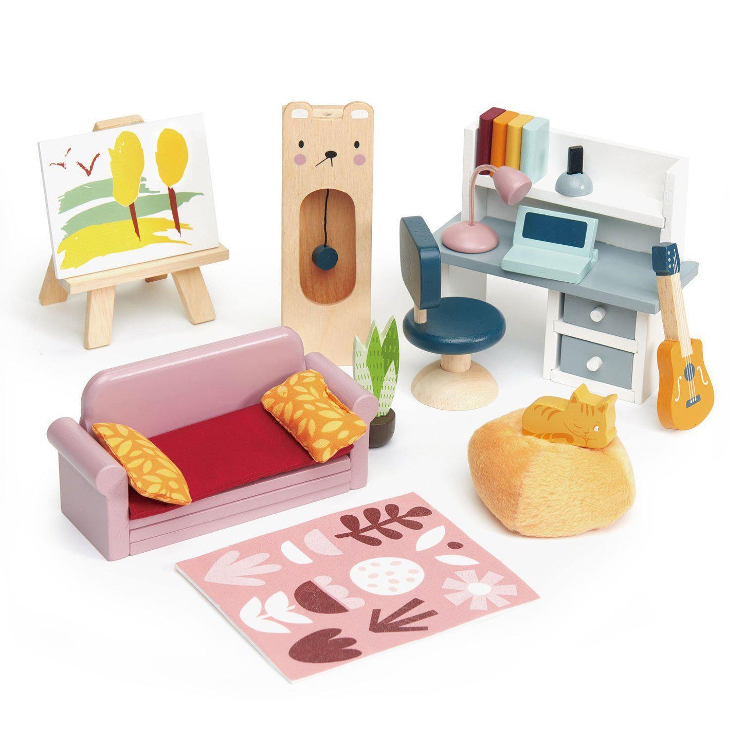 Set mobilier birou Doll House, din lemn premium - 27 piese fără păpușă - Tender Leaf Toys-Tender Leaf Toys-1-Jocozaur