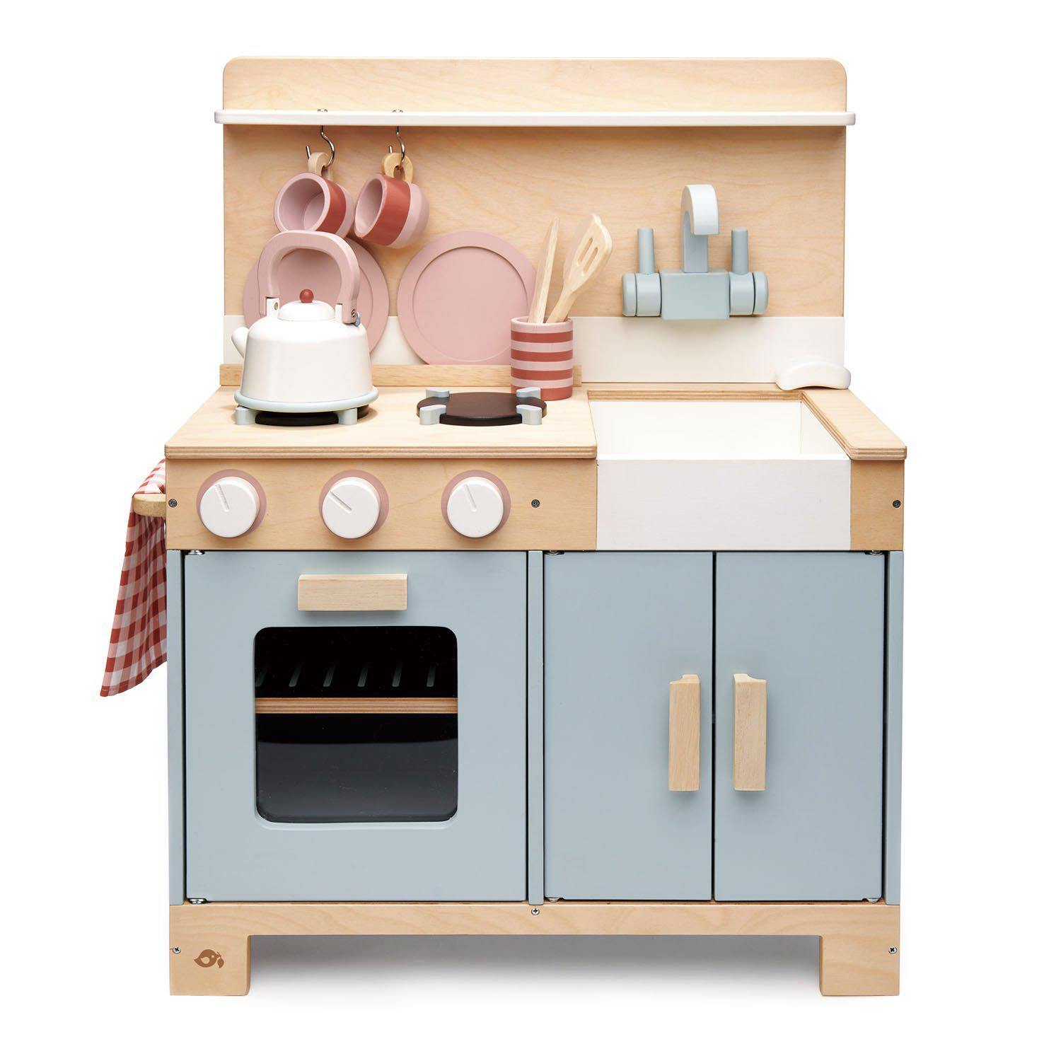 Bucătărie , din lemn premium - Mini Chef Home Kitchen - 16 piese, echipamente și accesorii complete pentru gătit - Tender Leaf Toys-Tender Leaf Toys-1-Jocozaur