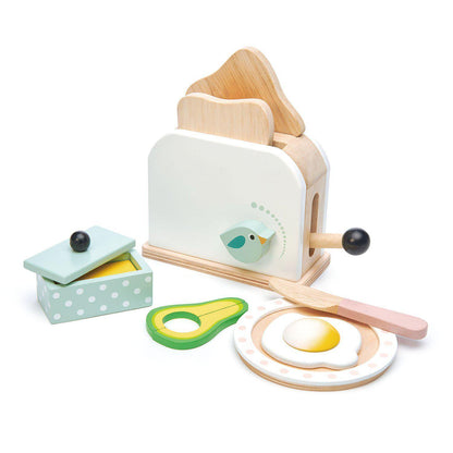 Prăjitor de pâine, din lemn premium - Breakfast toaster - 10 piese, felii de pâine prăjită, ou și accesorii - Tender Leaf Toys-Tender Leaf Toys-2-Jocozaur