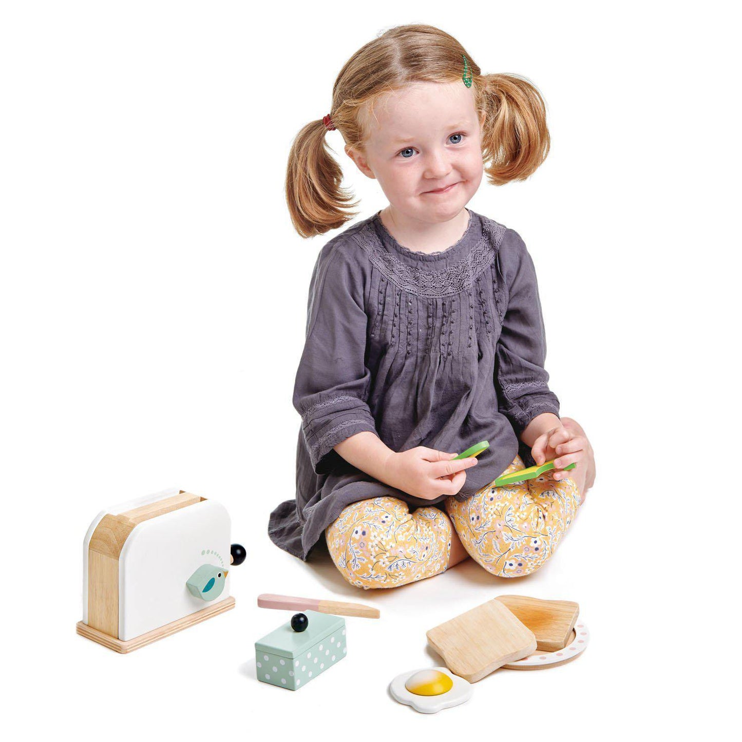 Prăjitor de pâine, din lemn premium - Breakfast toaster - 10 piese, felii de pâine prăjită, ou și accesorii - Tender Leaf Toys-Tender Leaf Toys-3-Jocozaur