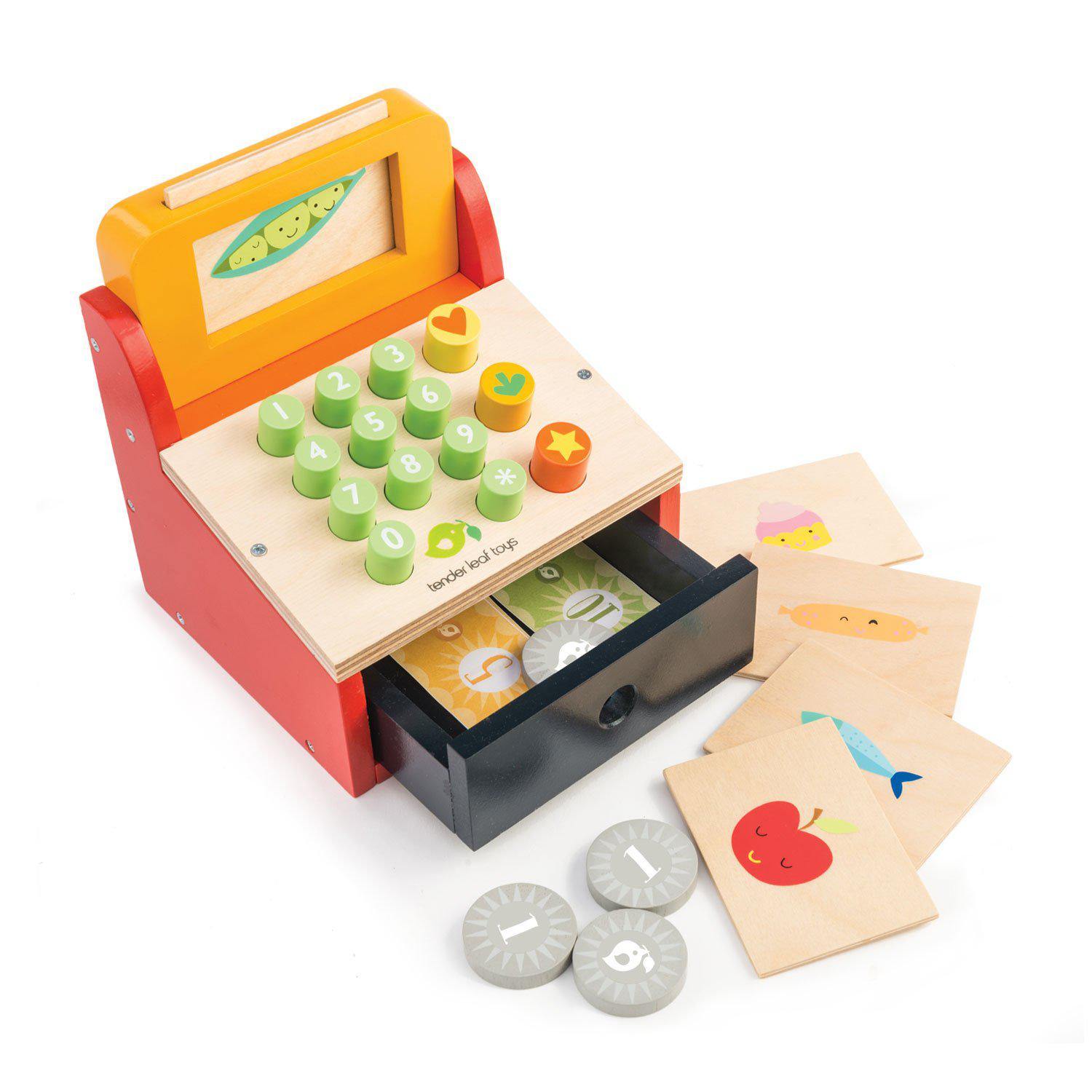 Pénztárgép, prémium minőségű fából - Till with Money - Tender Leaf Toys-Tender Leaf Toys-2-Játszma.ro - A maradandó élmények boltja